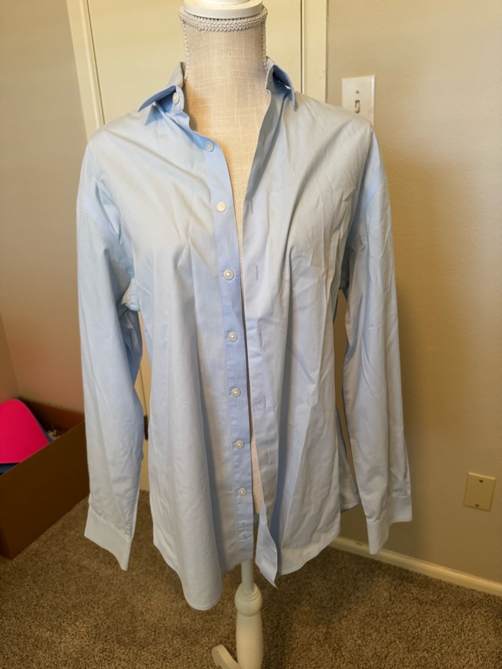 Express Men’s Light Blue Men's Dress Shirt - Classic 1MX Button-Down